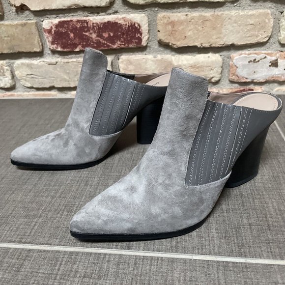 donald pliner Varet Grey Gray Suede High Heel Mules Nib 8 - Picture 1 of 10